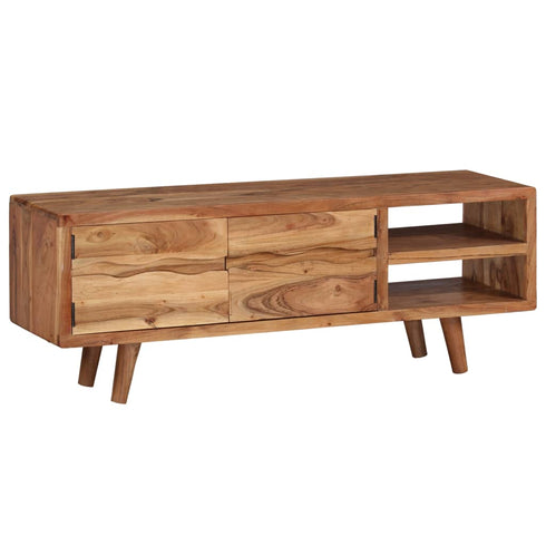 Swen Studio -  TV Cabinet Solid Acacia Wood with Carved Doors 117x30x40 cm